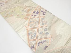 アンティーク　光悦垣に草花模様織り出し袋帯（材料）